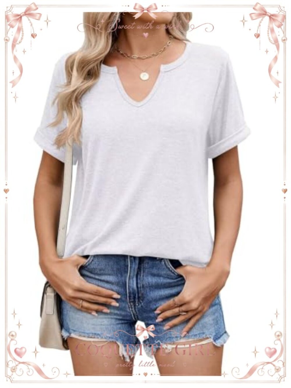 Womens V Neck Short Sleeve T Shirt Soft Stretchy Casual Summer Tee